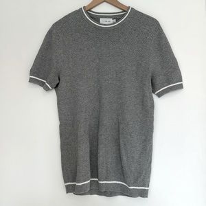 Topman | Basketweave Knit T-Shirt Sweater | Gray | Small